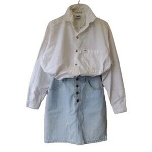 VTG 80s Georges Marciano Guess Products Set Shirt 2 Oversized + Skirt 29 USA